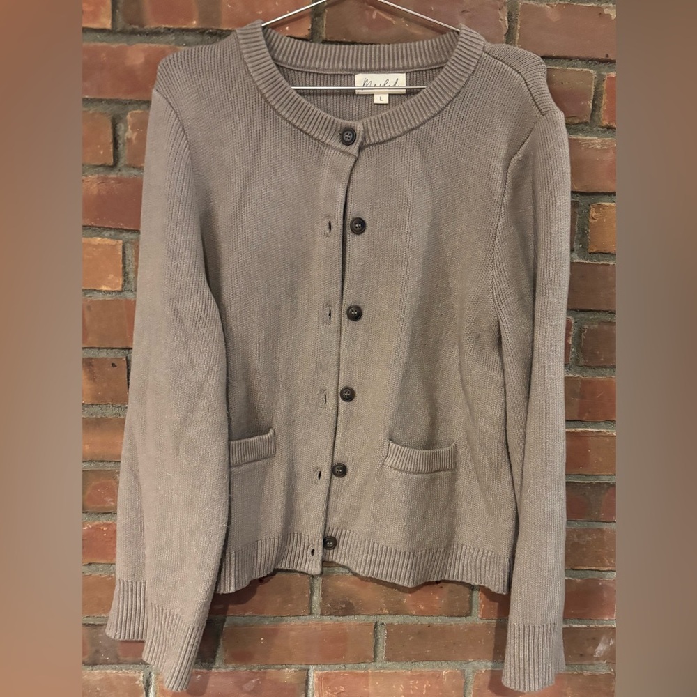 Marled Taupe Button-Up Cardigan